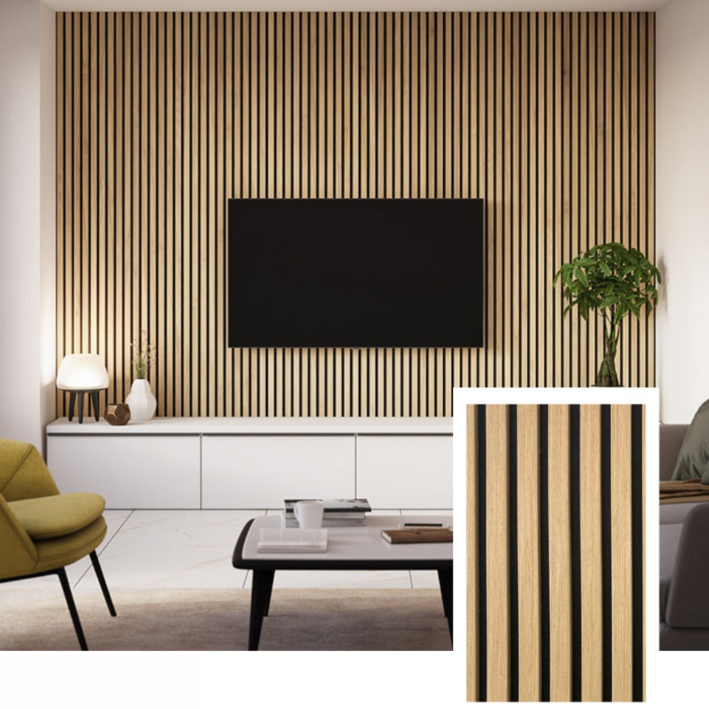 NordicOak™ Artisan Wood Acoustic Panel — Frost Oak (2.7 m × 1.10 m)